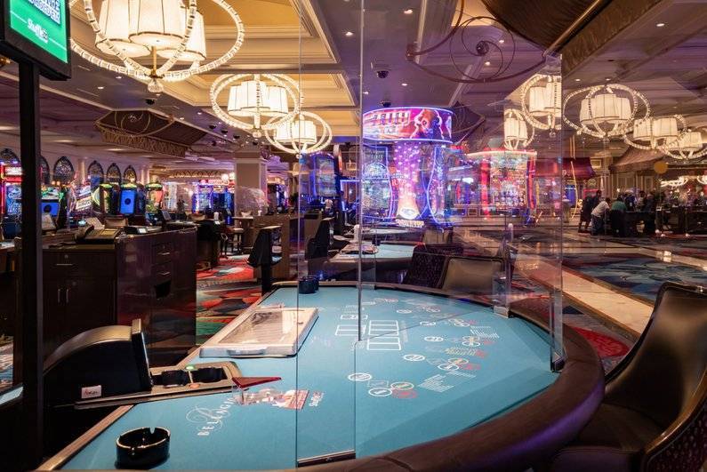 Bellagio gaming table with plexiglass barriers