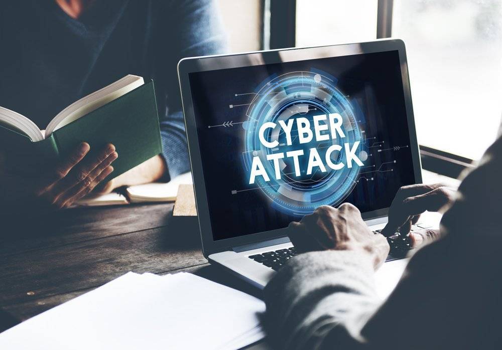 Cyber attack notification on laptop